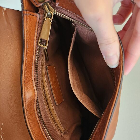 FOSSIL Harper Brown Leather Flap Crossbody Messenger Classic Bag Key Adjustable - Picture 12 of 14